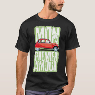 T-shirt Char culte français Duck 2cv école rouge et doggie