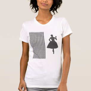 T-shirt Charcoal Modern Houndstooth avec Silhouette de mod