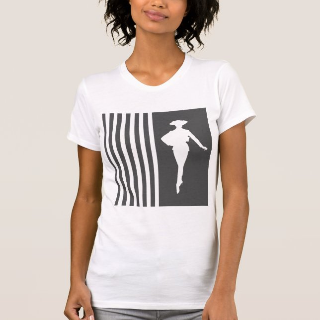 T-shirt Charcoal Modern Stripes with Fashion Silhouette (Devant)