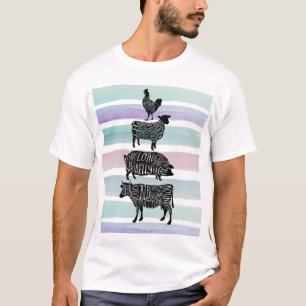 T-shirt charcuterie de viande de porc de vache, charcuteri