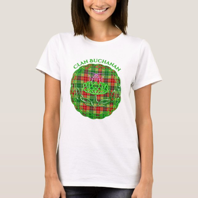 T-shirt Chardon celtique de Tartan écossais de Buchanan (Devant)