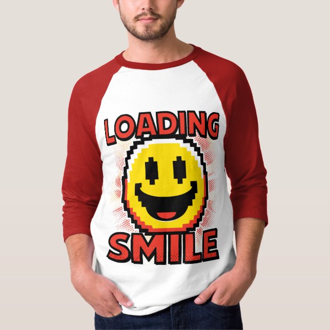 T-shirt Chargement de Smile – Rétro Pixel Art Smiley 8-Bit (Devant)