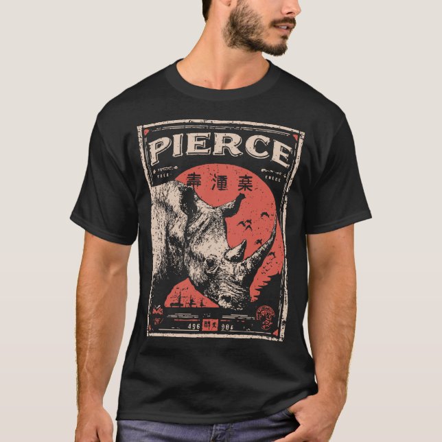 T-shirt Charger Rhinoceros Faune Conception de puissance (Devant)