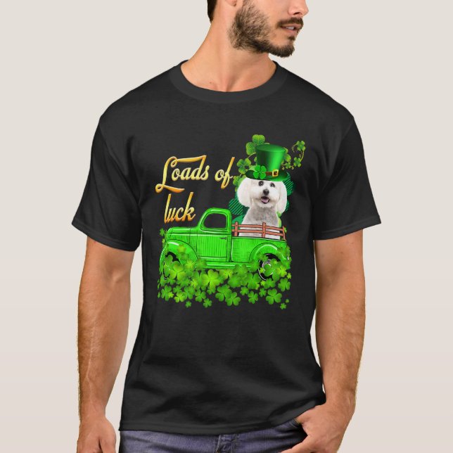 T-shirt Charges De Camion Bichon Frise St Patrick Jour S (Devant)