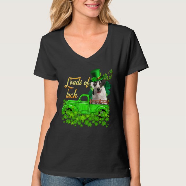 T-shirt Charges De Camion Camion Great Dane St Patrick Jou (Devant)