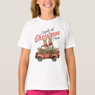 T-shirt Charges de lapins de Noël en Camion Rouge