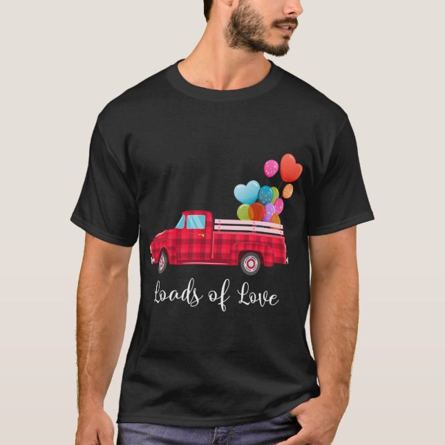 T-shirt Charges de Love Pickup Camion Rouge Saint Valentin (Devant)