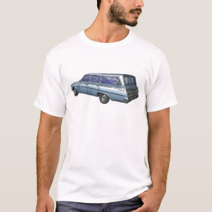 T-shirt Chariot 1962 de station de Chevrolet de bleu