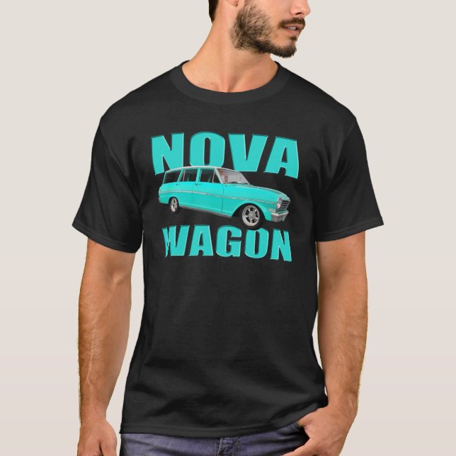 T-shirt chariot chevy du nova 1963 II bleu-clair (Devant)
