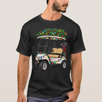 T-shirt Chariot de golf de Noël Lumières de Noël Chariot d