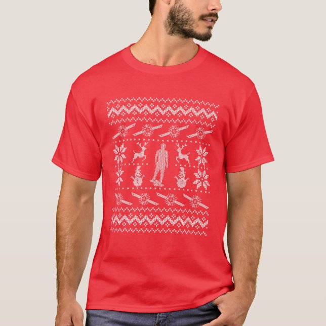 T-shirt Chariot de Noël moche d'une roue (Devant)