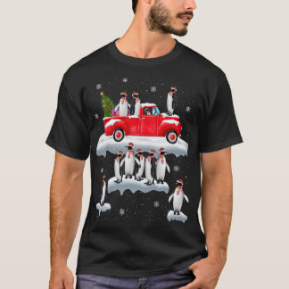 T-shirt Chariot rouge de Penguins Camion Santa Hat Penguin
