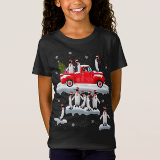 T-Shirt Chariot rouge de Penguins Camion Santa Hat Penguin