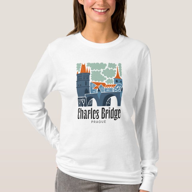 T-shirt Charles Bridge Prague Tchèque Voyage abstrait flor (Devant)