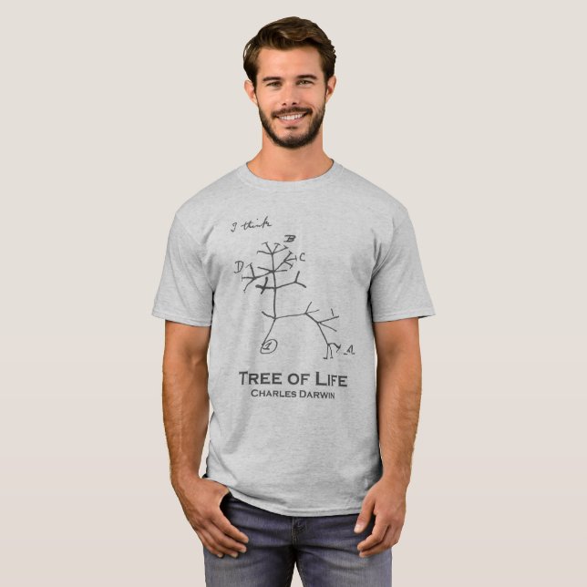 T-shirt Charles Darwin - arbre de la vie - je pense - 01 (Devant entier)