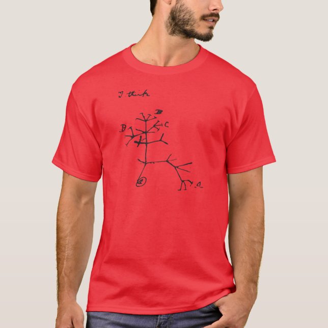 T-shirt Charles Darwin - je pense (le noir) (Devant)