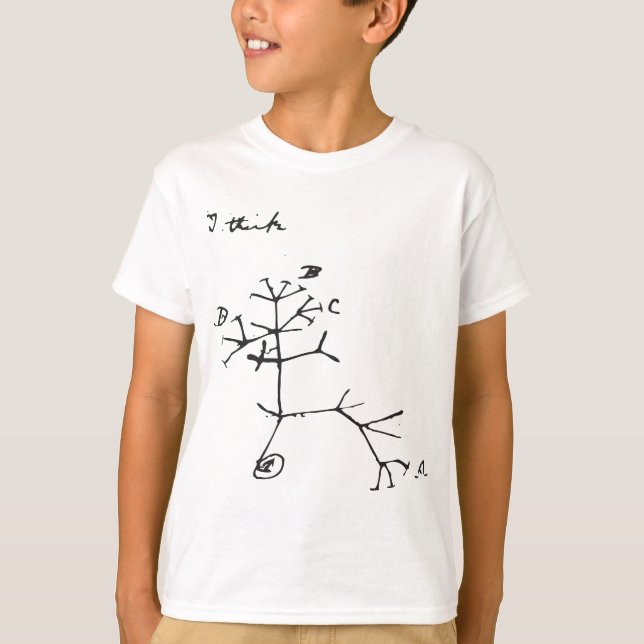 T-shirt Charles Darwin - Je pense (noir) (Devant)