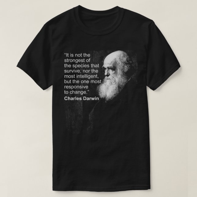 T-shirt Charles Darwin Portrait citation Evolution Athée g (Design devant)
