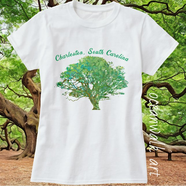 T-shirt Charleston Caroline du Sud Élégant chêne vivant (Charleston, SC live oak tree)