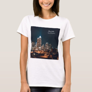 T-shirt Charlotte North Carolina City Skyline Nuit