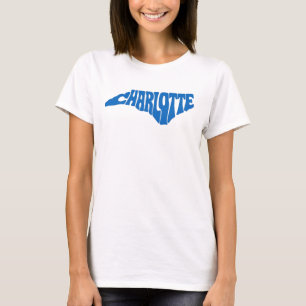 T-shirt Charlotte North Carolina Retro State Shape Design