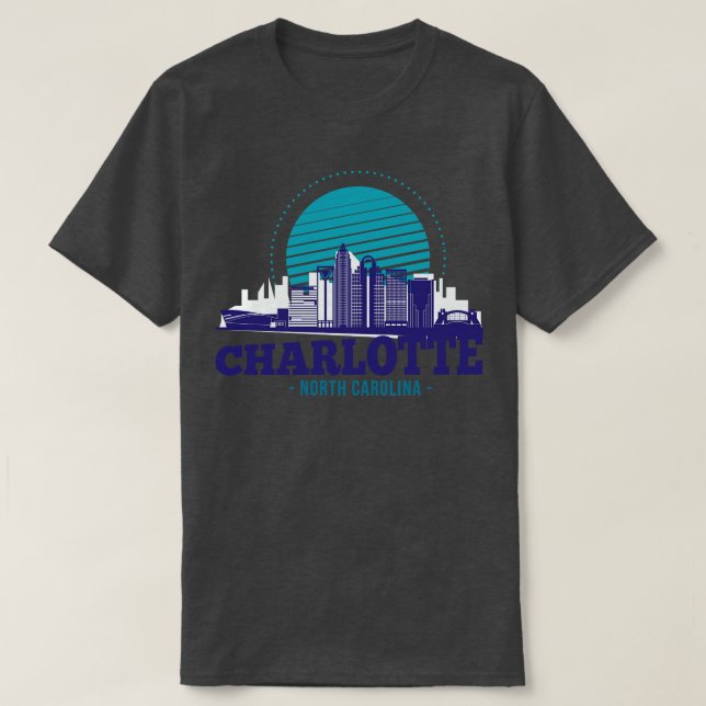 T-shirt Charlotte North olina Skyline (Design devant)