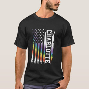 T-shirt Charlotte United States Distress Rainbow w US Fl