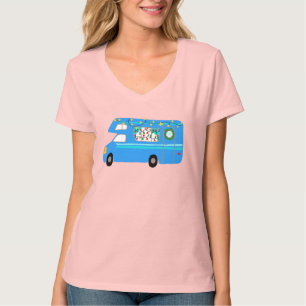 T-shirt Charmant Camping de Noël Retro Motorhome RV Xmas