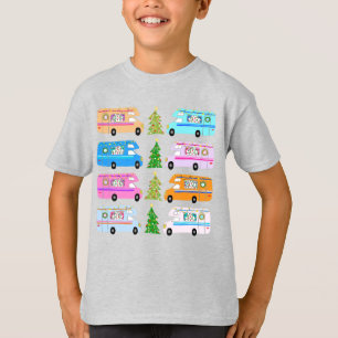 T-shirt Charmant Camping de Noël Rétro Motorhomes RV Xmas