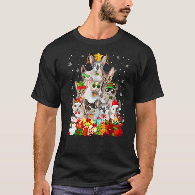 T-shirt Charmant chat Devon Rex Ornement de sapin de Noël  (Devant)
