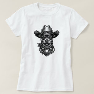 T-shirt Charmant Chihuahua Cowboy Vintage