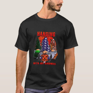 T-shirt Charmant Gnome Halloween Suspendu Avec Mes Gnomies