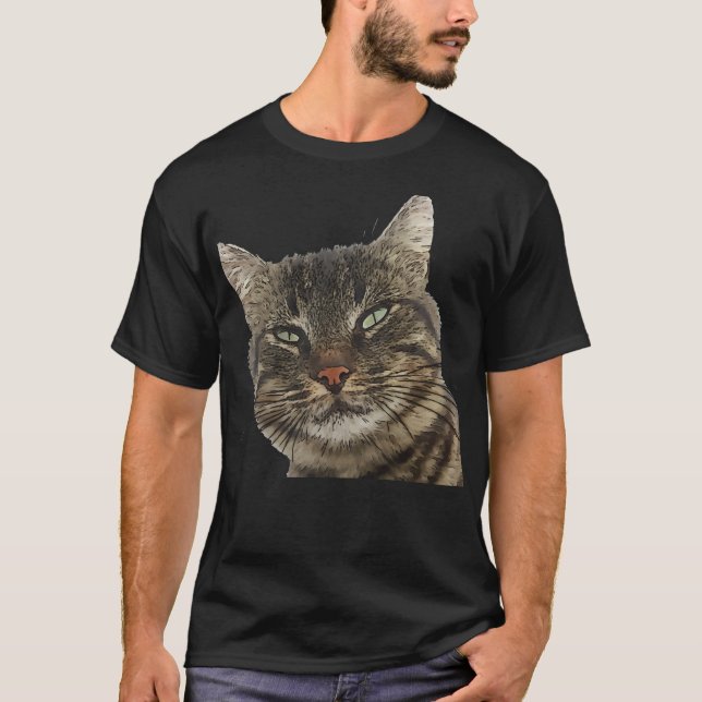 T-shirt Charmant Tabby Brown Chat Black Outdoor Art Découp (Devant)