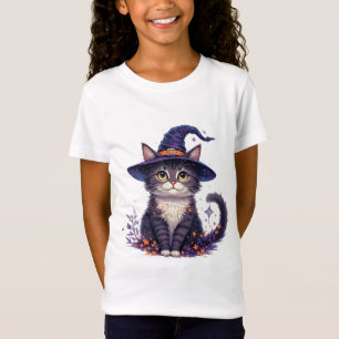 T-Shirt Charmante chatte sorcière avec des étoiles et des