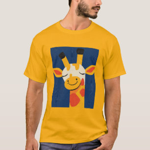 T-shirt Charmante Giraffe Souriante - Jouer Portrait Joyeu