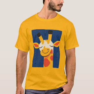 T-shirt Charmante Giraffe Souriante - Jouer Portrait Joyeu