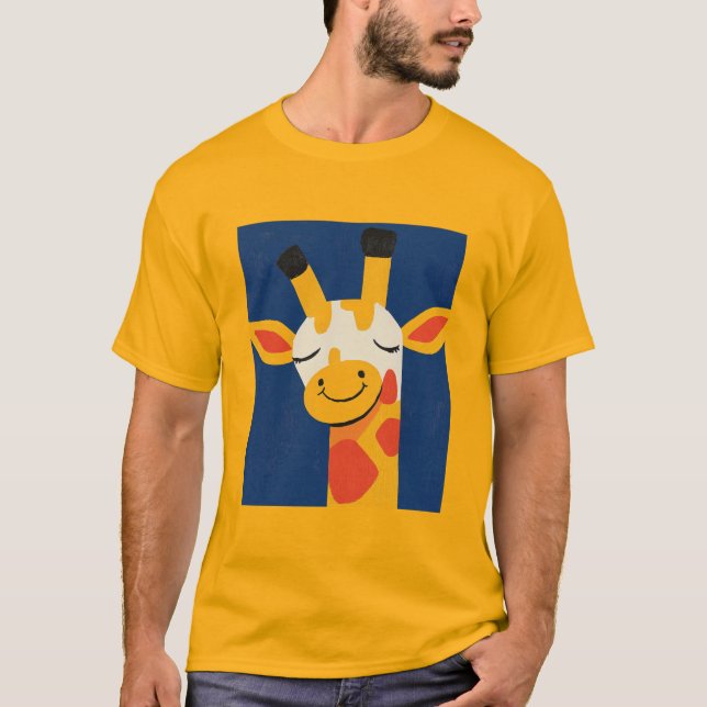 T-shirt Charmante Giraffe Souriante - Jouer Portrait Joyeu (Devant)