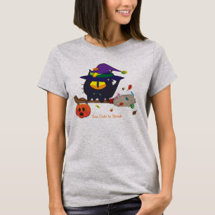 T-shirt Charmante sorcière chat noir effrayant balai volan