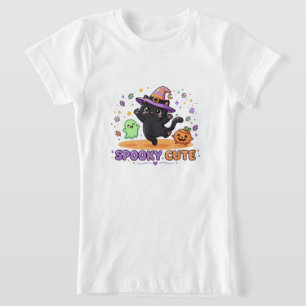 T-Shirt Charmante Sorcière Chat Noir Halloween