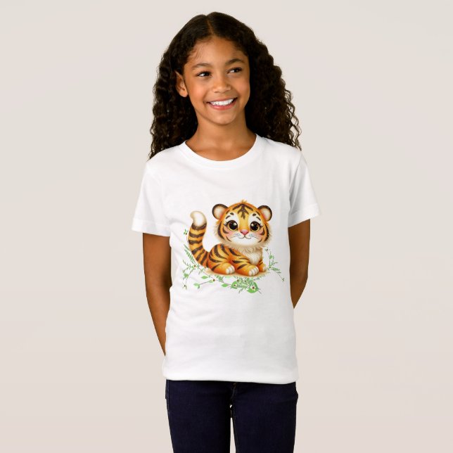 T-Shirt Charmante Trina le Tigre dans les vignes (Devant entier)
