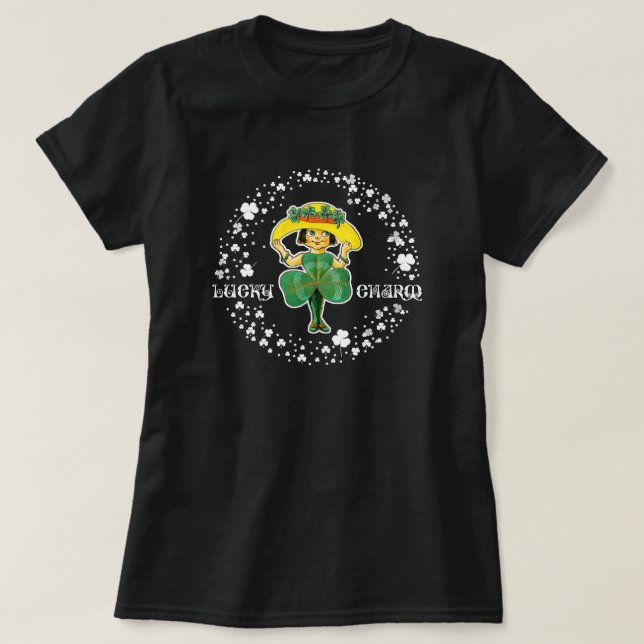 T-shirt Charme chanceux. Fête de la petite fille irlandais (Design devant)