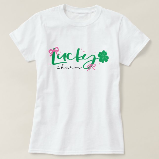 T-shirt Charme Chanceux Vert Rose St Patrick's Day  (Design devant)