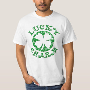 T-shirt Charme chanceux vintage vert/blanc