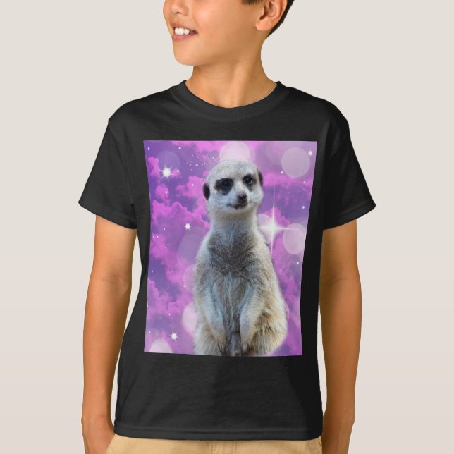 T-shirt Charme chatoyant : Meerkat sur Pink Bokeh Arrière  (Devant)