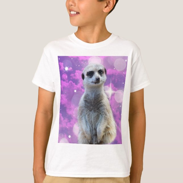 T-shirt Charme chatoyant : Meerkat sur Pink Bokeh Arrière  (Devant)