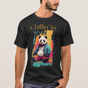 T-shirt Charme Chic Panda   Panda de siège coloré Art
