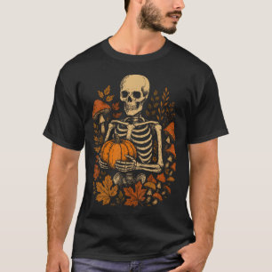 T-shirt Charme Cottagecore Automnal Floral Champignon Sque