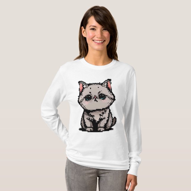 T-shirt Charme de British Shorthair en pixel (Devant entier)