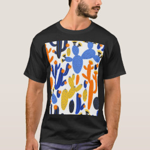 T-shirt Charme de Cactus : Arrière - plan géométrique Vint