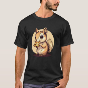 T-shirt Charme d'Écureuil Adorable Tenant des Glands